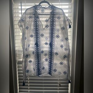 J Crew Blue and White cover-up